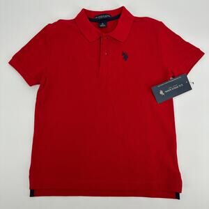 U.S. Polo Assn. Boys Embroidered Logo Red Short Sleeve Polo Shirt New Medium 8